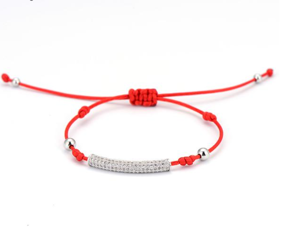 Thin Red String Cord with Diamond Bracelets