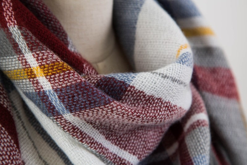 Plaid Blanket Design Cashmere Scarves