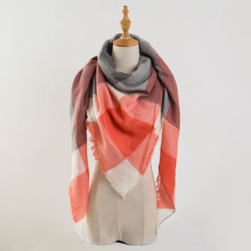 Plaid Blanket Design Cashmere Scarves