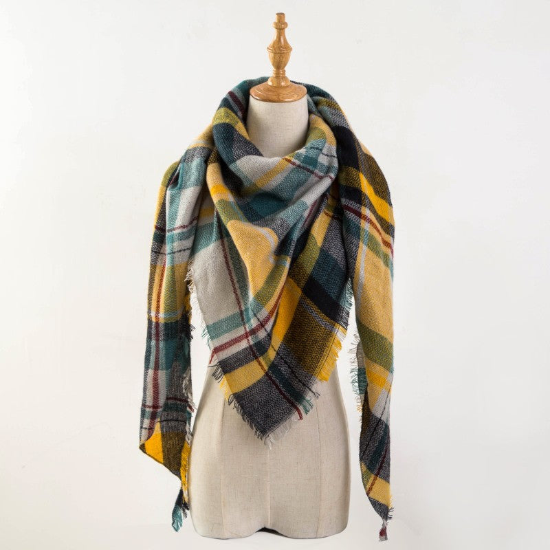 Plaid Blanket Design Cashmere Scarves