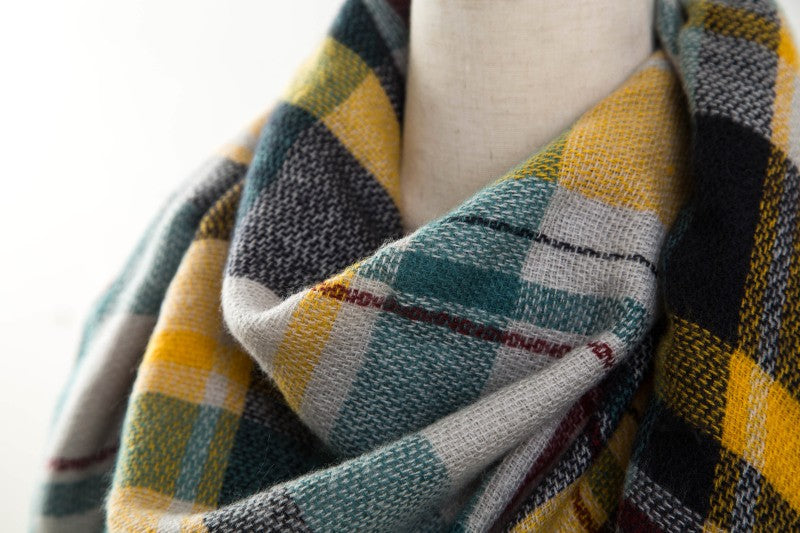 Plaid Blanket Design Cashmere Scarves