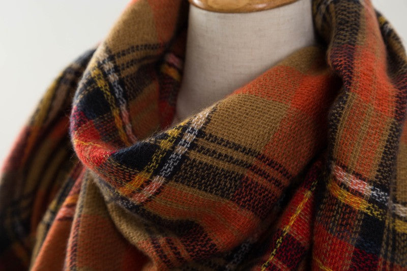 Plaid Blanket Design Cashmere Scarves