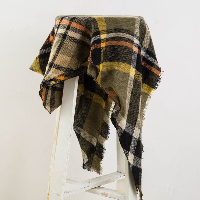 Plaid Blanket Design Cashmere Scarves