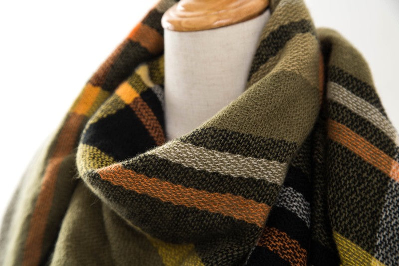 Plaid Blanket Design Cashmere Scarves