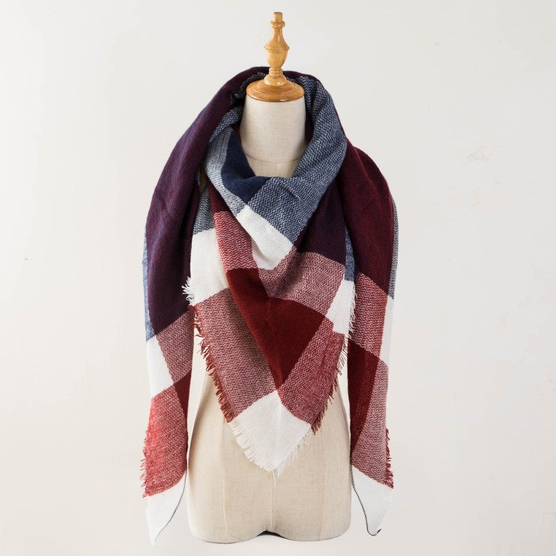 Plaid Blanket Design Cashmere Scarves