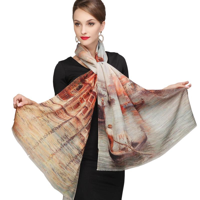 Coffee Wool Scarves And Long Pashmina