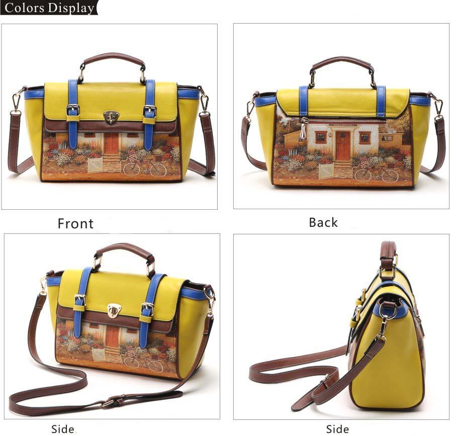 High Quality Vintage Pattern Printed Tote Crossbody Handbags For Women