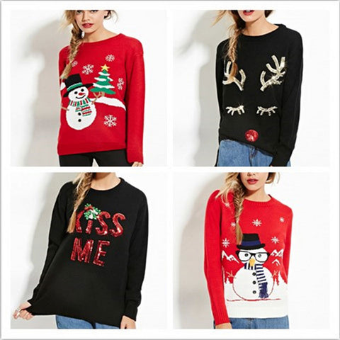 Christmas Winter Casual Long Sleeve Sweaters For Women
