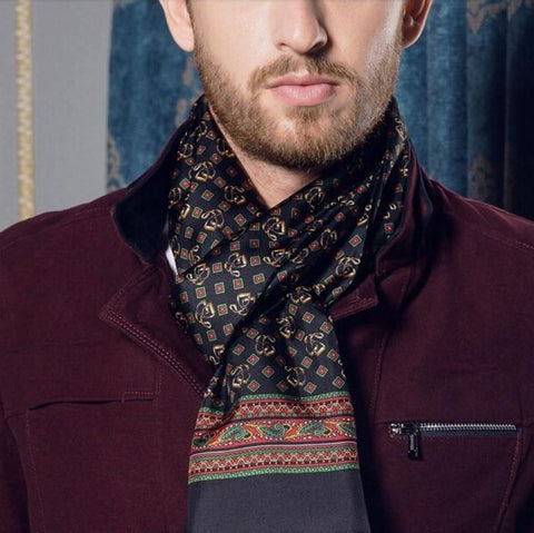 100% Silk Long Cravat Scarves For Men - Perfect During Spring Autumn Winter