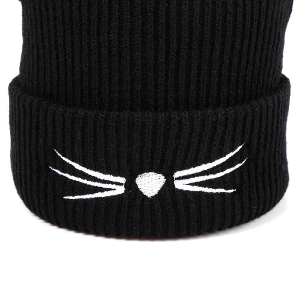 Cat Ears Fashion Faux Mink Wool Knitted Winter Hats For Women