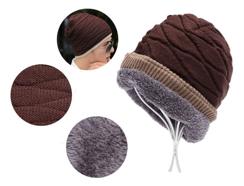 Velvet Fashion Warm Knitted Unisex Hats In Solid Color