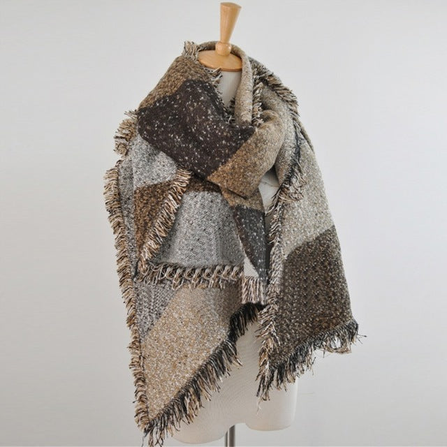 European Winter Fashion Blanket Cashmere & Wool Scarves For Women