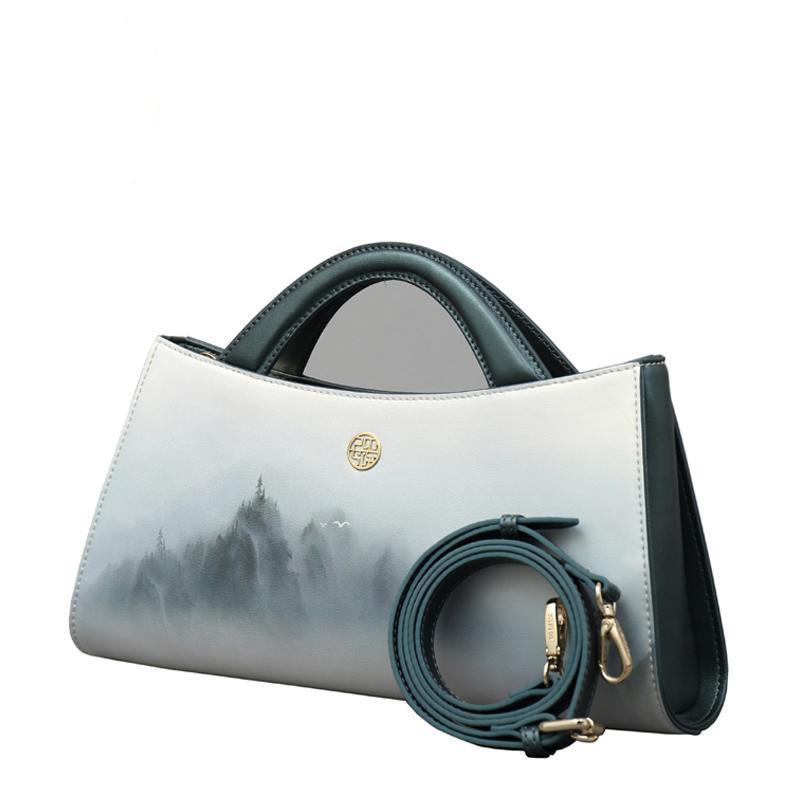 Landscapes Printing Original Leather Tote Designer Handbags