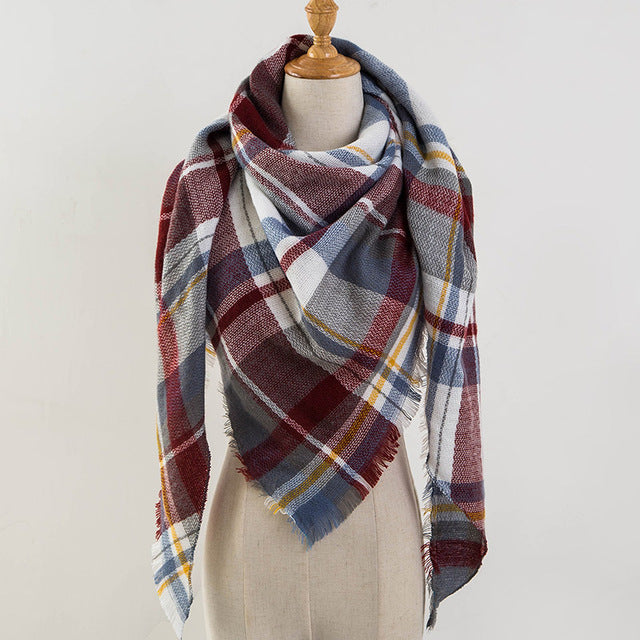 Plaid Blanket Design Cashmere Scarves