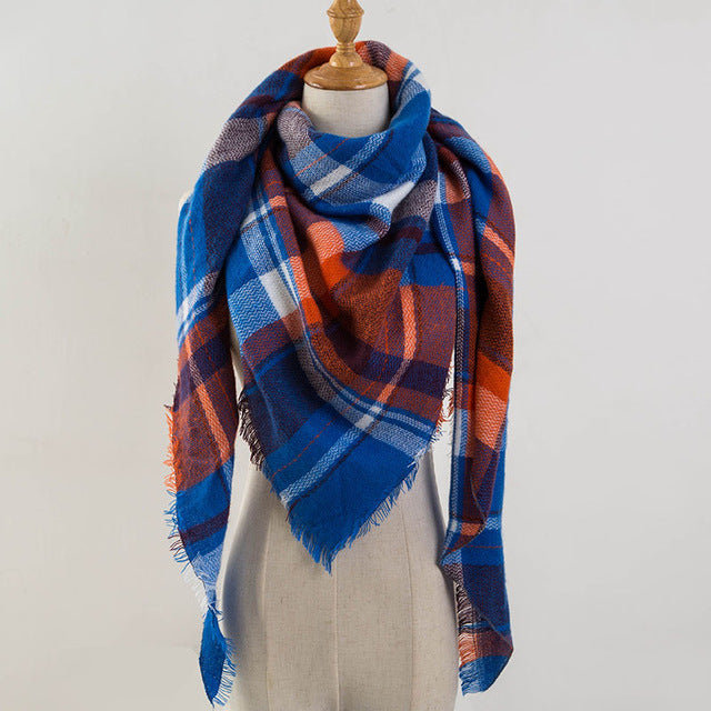 Plaid Blanket Design Cashmere Scarves