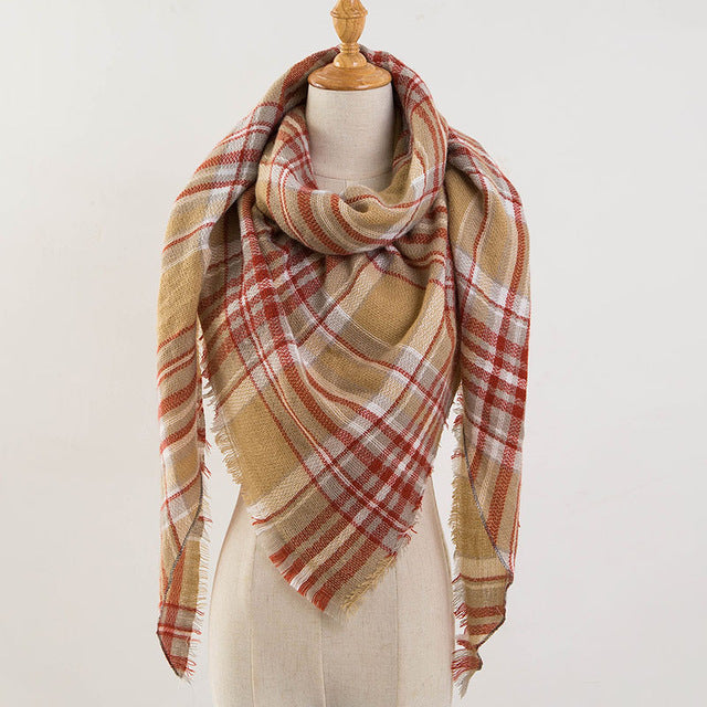 Plaid Blanket Design Cashmere Scarves