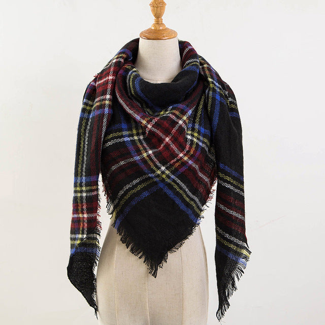 Plaid Blanket Design Cashmere Scarves