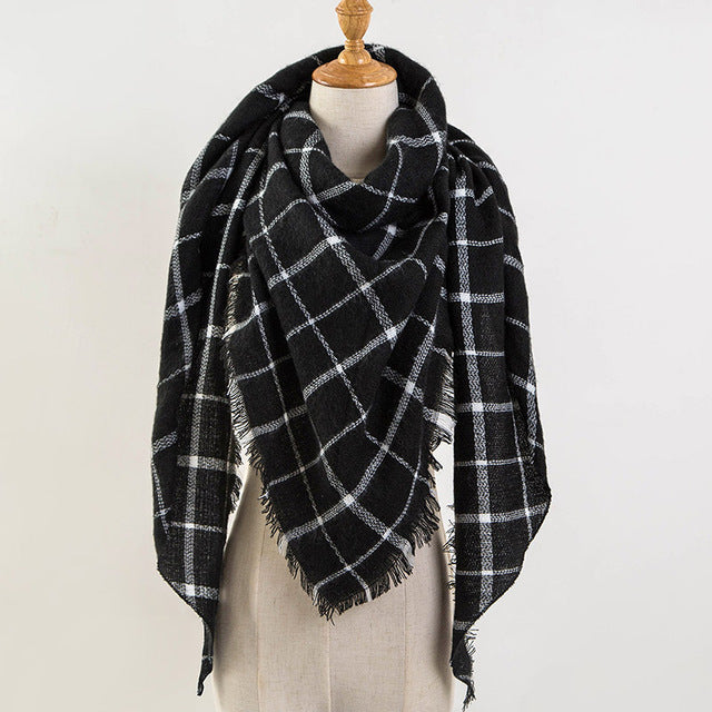 Plaid Blanket Design Cashmere Scarves