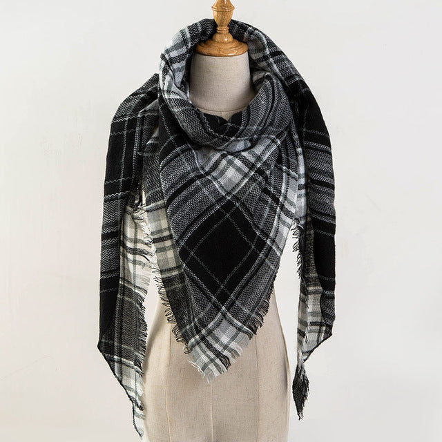 Plaid Blanket Design Cashmere Scarves