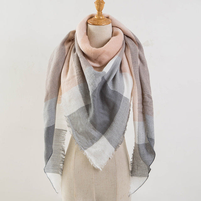 Plaid Blanket Design Cashmere Scarves