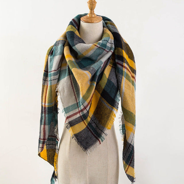 Plaid Blanket Design Cashmere Scarves