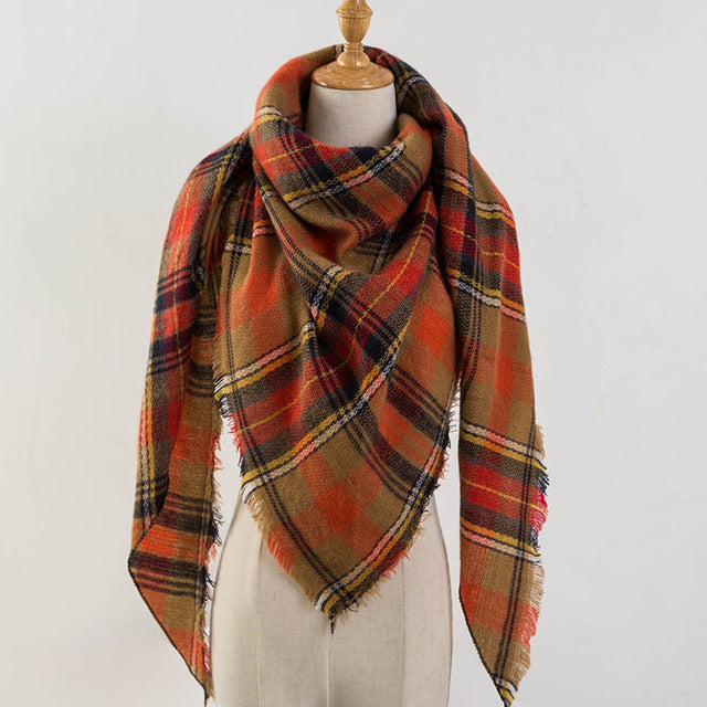 Plaid Blanket Design Cashmere Scarves