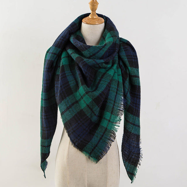 Plaid Blanket Design Cashmere Scarves