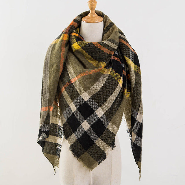 Plaid Blanket Design Cashmere Scarves