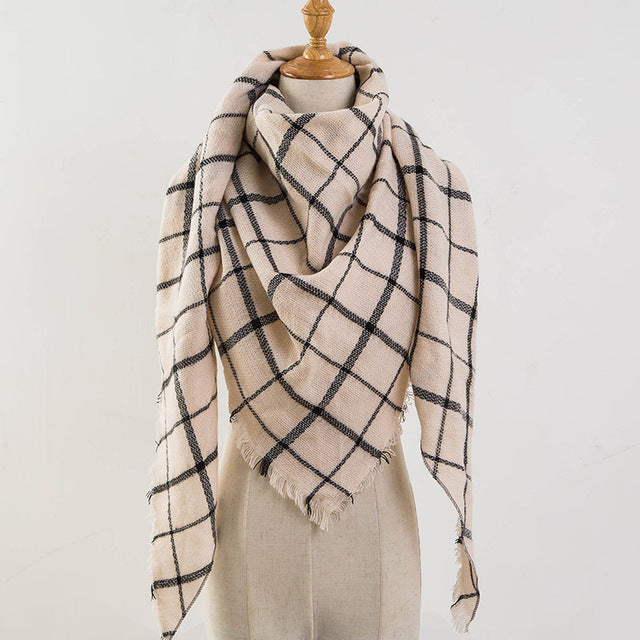 Plaid Blanket Design Cashmere Scarves