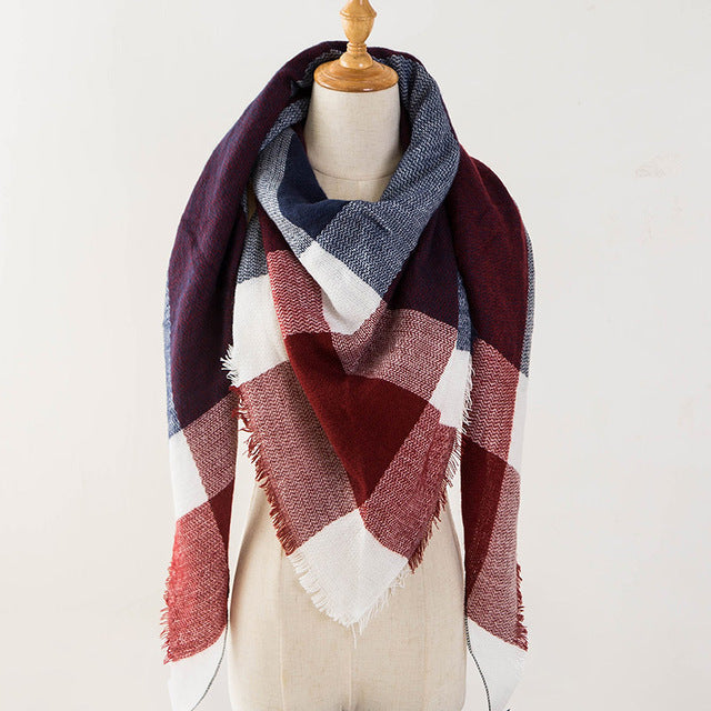 Plaid Blanket Design Cashmere Scarves