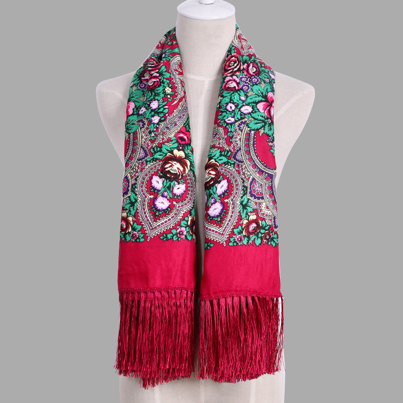 Geometric & Floral Print Square Shape Cashmere Scarves