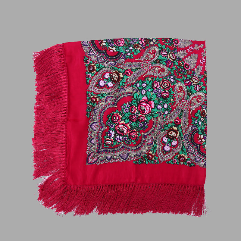 Geometric & Floral Print Square Shape Cashmere Scarves