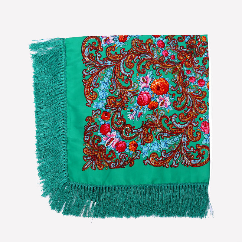 Geometric & Floral Print Square Shape Cashmere Scarves