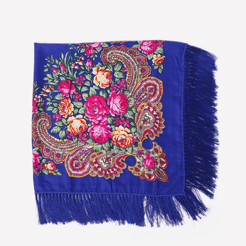 Geometric & Floral Print Square Shape Cashmere Scarves