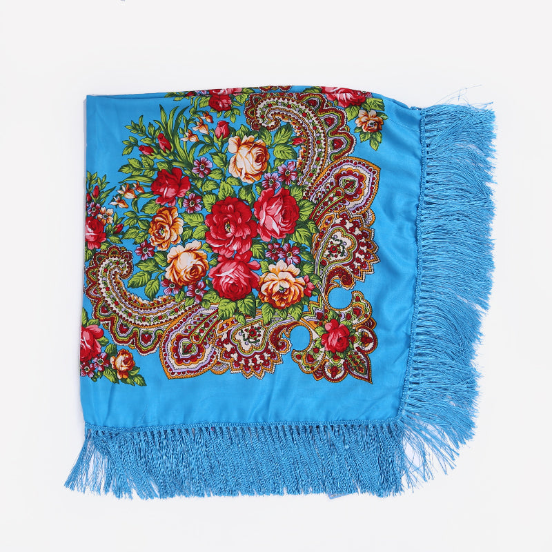 Geometric & Floral Print Square Shape Cashmere Scarves