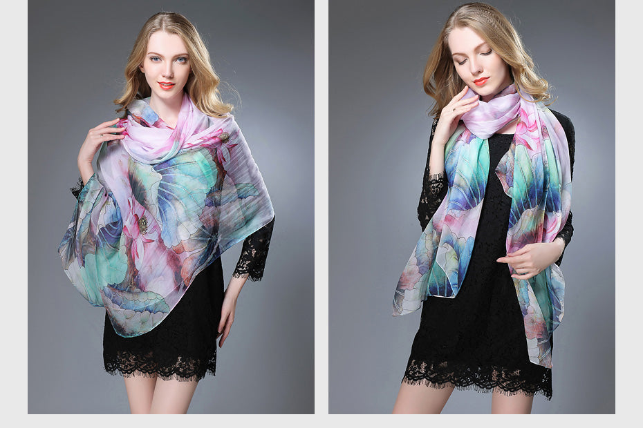 Big Size 100% Silk Pattern Print High Quality Scarves
