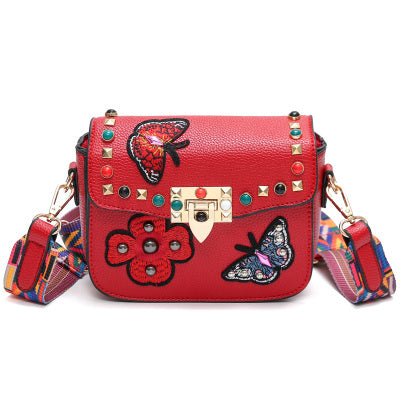 Butterfly Pattern Color Rivet & Strap Design High Quality Crossbody Bags