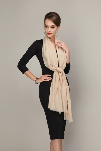 Ladies 100% Pure Wool Solid Color Long Scarves