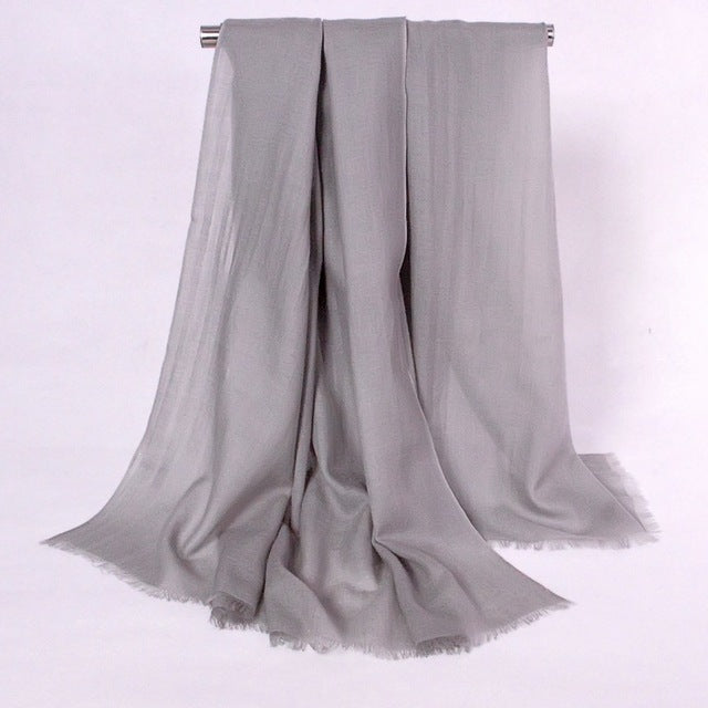 Ladies 100% Pure Wool Solid Color Long Scarves