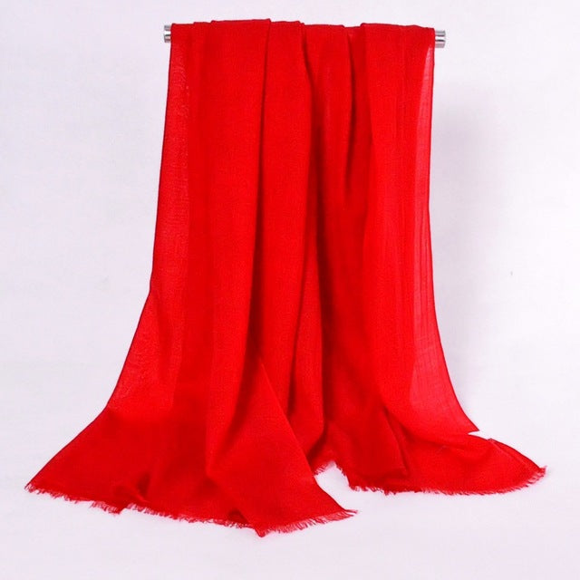 Ladies 100% Pure Wool Solid Color Long Scarves