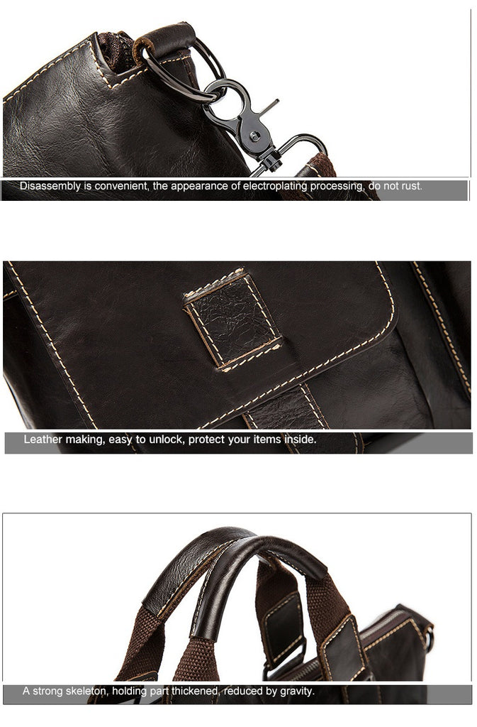 Genuine Leather Oil Wax Men's Briefcase