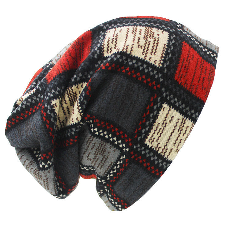 Plaid Design Contrast Color Skullies And Beanies Unisex Hats