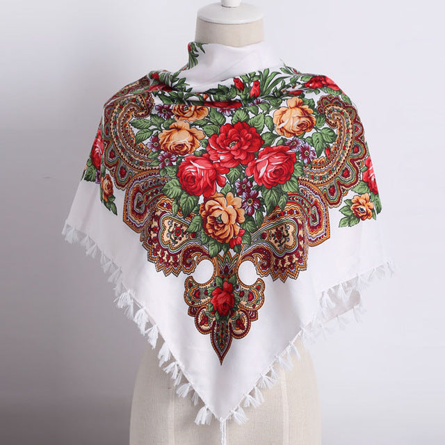 Handmade Decorative Tassel & Flower Design Scarves For Women