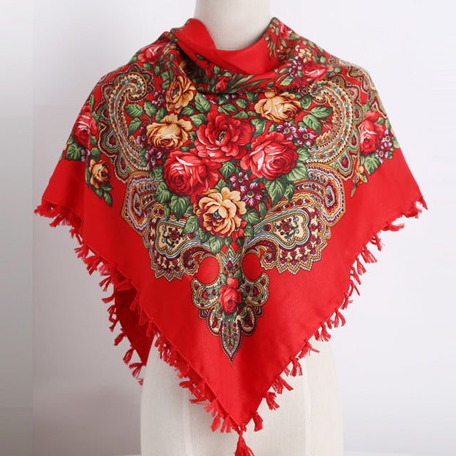 Handmade Decorative Tassel & Flower Design Scarves For Women