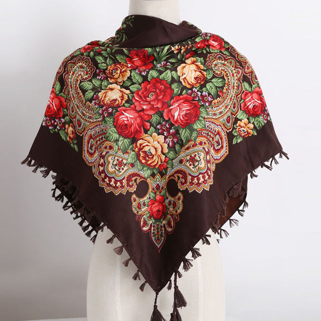 Handmade Decorative Tassel & Flower Design Scarves For Women