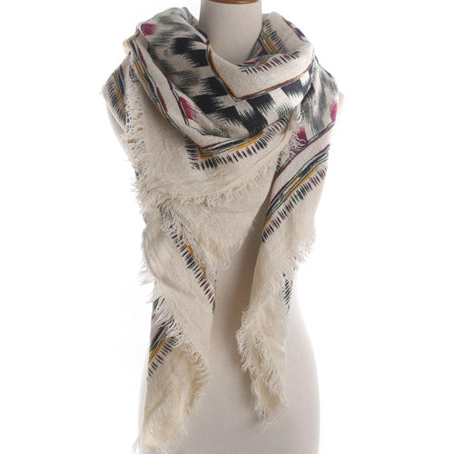 Geometric & Floral Print Square Shape Cashmere Scarves