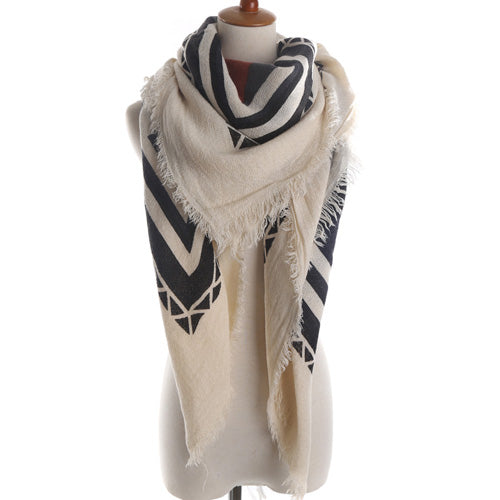 Geometric & Floral Print Square Shape Cashmere Scarves