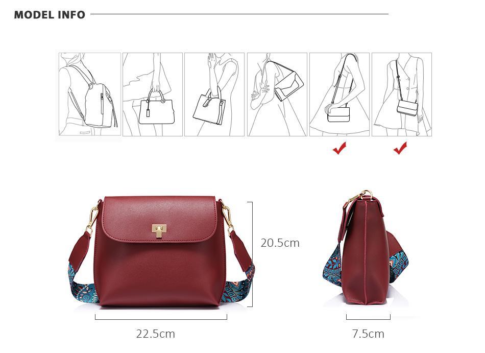 Colored Wide Strap Crossbody Bags For Women bws