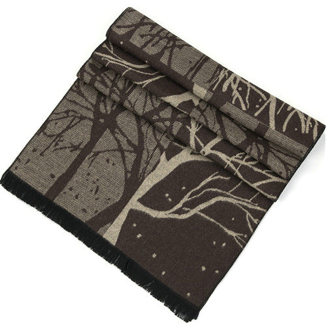 Tree Branch Winter Modal Brushed Cashmere Scarves For Men