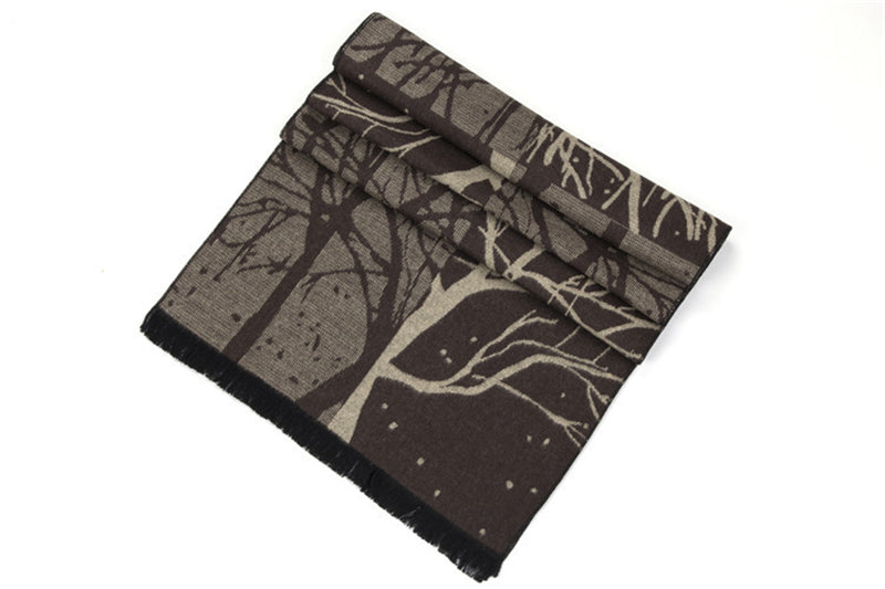 Tree Branch Winter Modal Brushed Cashmere Scarves For Men